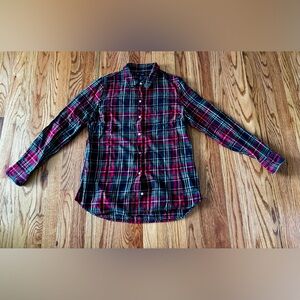 Gap Black Red Plaid Boyfriend Fit Shirt Medium. All cotton